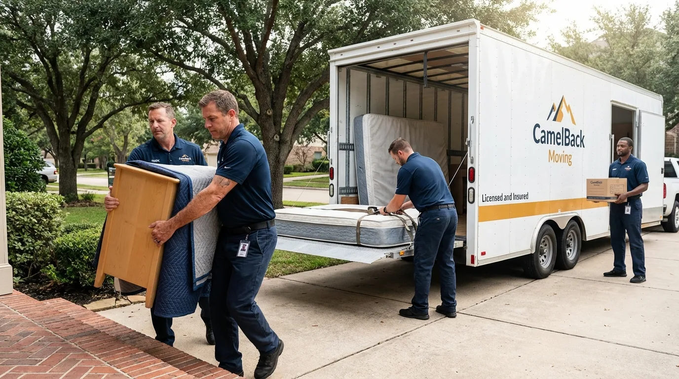 Crew loading residential truck for cross-state move from Danville, KY