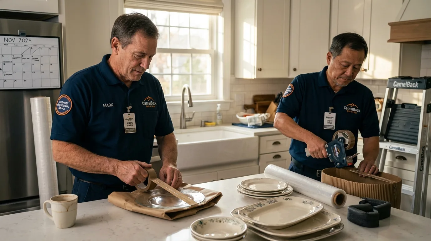 Professional crew packing kitchen dishware in Danville, KY